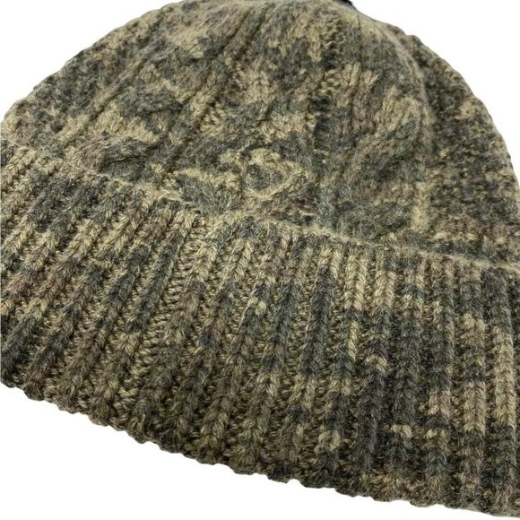 POLO RALPH LAUREN Camouflage Cable Knit Camo Beanie Hat Olive Green - Picture 10 of 12